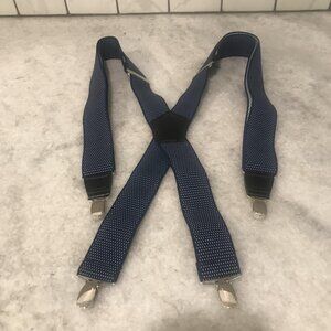Dockers Suspenders Mens Navy Blue White Adjustable Clip On Elastic Braces